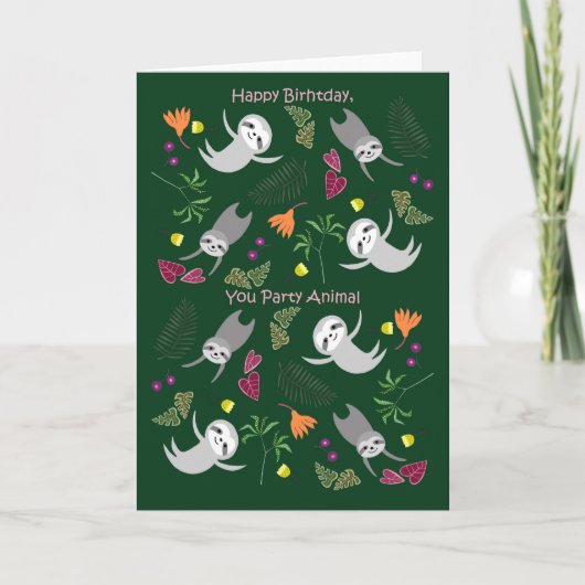 Jangle Sloth Dance Party Animal Funny Birthday Karte (Vorderseite)
