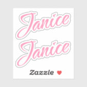 Janice Decorative Name in Pink x2 Aufkleber (Blatt)