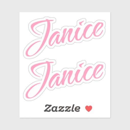 Janice Decorative Name in Pink x2 Aufkleber (Blatt)
