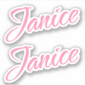 Janice Decorative Name in Pink x2 Aufkleber (Vorderseite)