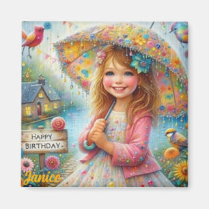 JANICE ~ HAPPY BIRTHDAY ~Attractive Vintag Girl ~ Magnet
