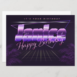 Janice Name Vorname lila retro Karte Geburtstag