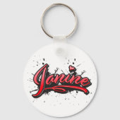 Janine red Heart Graffiti Schlüsselanhänger (Vorderseite)