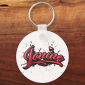 Janine red Heart Graffiti Schlüsselanhänger (Vorderseite)