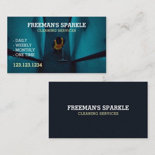 Janitor Cleaning Hallway Beruflich Cleaner Visitenkarte (Vorne/Hinten)