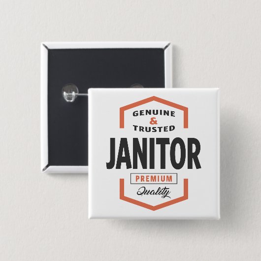 Janitor Logo Geschenkideen. Button (Vorne & Hinten)