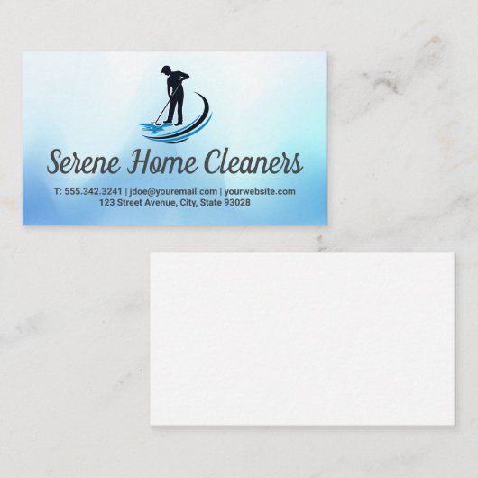 Janitor Mopping Logo | House Cleaner Maid Visitenkarte (Vorne/Hinten)