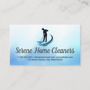 Janitor Mopping Logo   House Cleaner Maid Visitenkarte