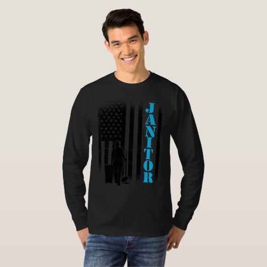 Janitor Usa Flag Janitor Facility Manager Handyman T-Shirt (Vorne ganz)