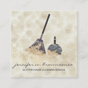 Janitorial Cleaning Gold Sparkle Maid Boss Quadratische Visitenkarte