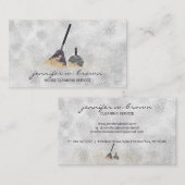 Janitorial Cleaning Gold Sparkle Maid Lady Silver Visitenkarte (Vorne/Hinten)
