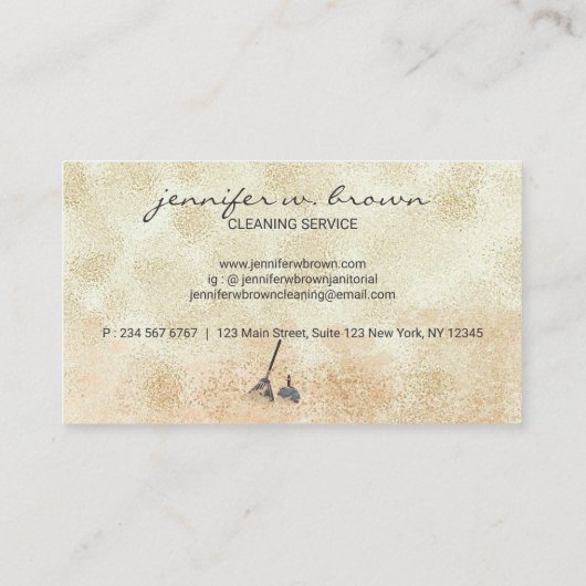 Janitorial Cleaning Gold Sparkle Maid Visitenkarte (Rückseite)