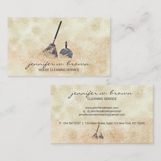 Janitorial Cleaning Gold Sparkle Maid Visitenkarte (Vorne/Hinten)