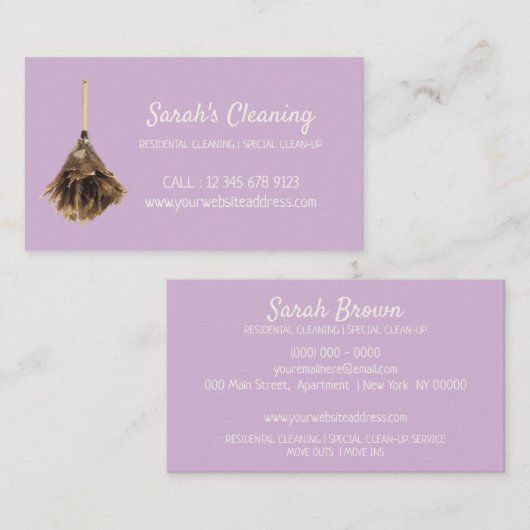 Janitorial Haushaltshaus Reinigung Marketing Visitenkarte (Vorne/Hinten)