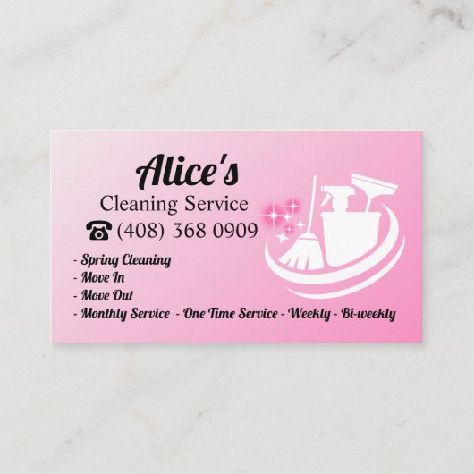 Janitorial House Reinigungsmädchen Lady Housekeepe Visitenkarte (Rückseite)