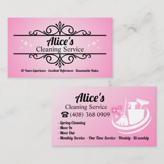 Janitorial House Reinigungsmädchen Lady Housekeepe Visitenkarte (Vorne/Hinten)