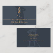 Janitorial Housekeeping Cleaning Pro Men Navy Visitenkarte (Vorne/Hinten)