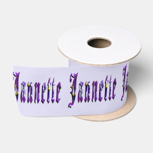 'Jannette' Name in floralem Lila, Satinband