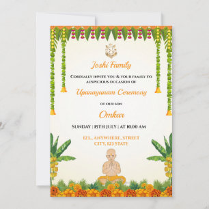 Janoi Zeremonie Einladungskarte, Upanayanam Card Einladung