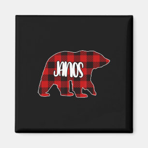 Janos Bear Custom Red Buffalo Kariert Weihnachten  Magnet