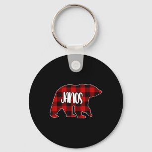 Janos Bear Custom Red Buffalo Kariert Weihnachten  Schlüsselanhänger