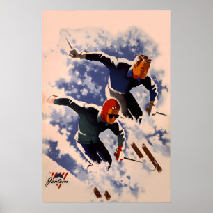 Jantzen Winter Sport Skifahren Vintage-Skiplakat Poster