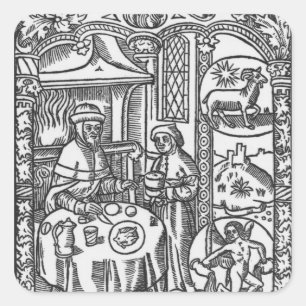 Januar 1491, aus dem "Almanach des Bergers" Quadratischer Aufkleber