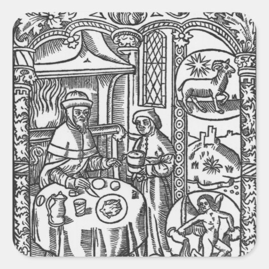 Januar 1491, aus dem "Almanach des Bergers" Quadratischer Aufkleber (Vorderseite)