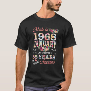 Januar 1968 Blume 55. Geburtstag T-Shirt