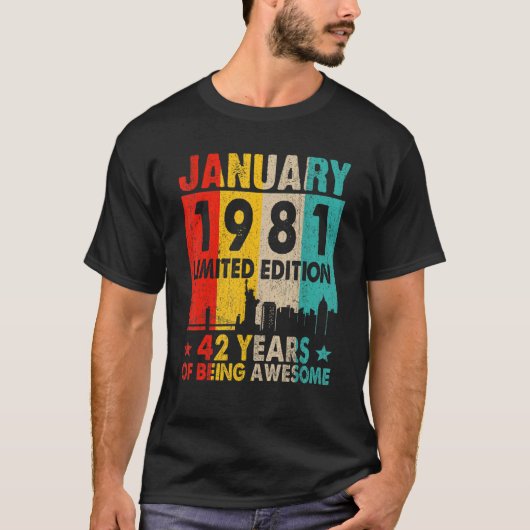 Januar 1981 Limited Edition 42 Jahre Awe T-Shirt (Vorderseite)