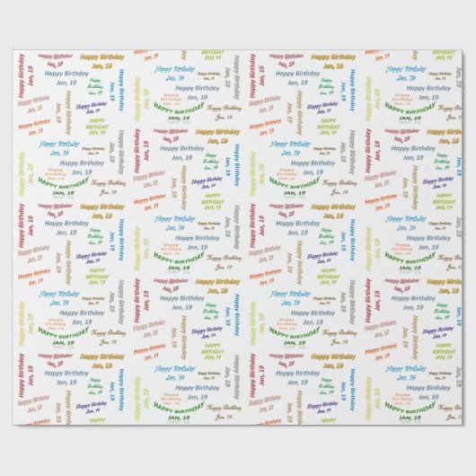 Januar, 19 Geburtstag Geschenkpapier (Flach)