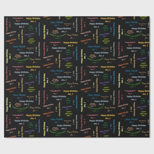 Januar, 1. Geburtstag, Geschenkpapier (Flach)