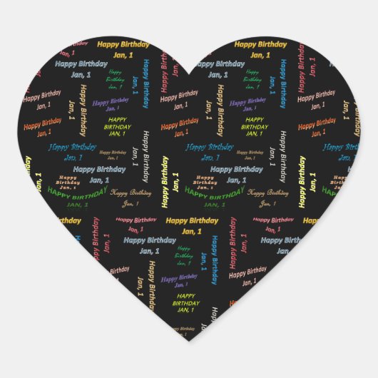 Januar, 1. Geburtstagsticker Herz-Aufkleber (Vorderseite)