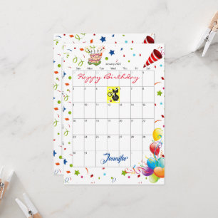 Januar 2022 Kalender Alles Gute zum Geburtstag Ein Einladung
