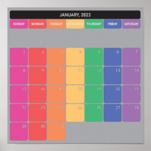 Januar 2023 Kalendertage des Planers Poster