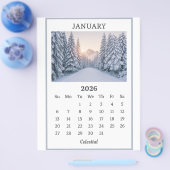 Januar 2026 Snowy Mountain Calendar Page Flyer (Einzeln)