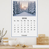 Januar 2026 Snowy Mountain Calendar Page Poster (Küche)