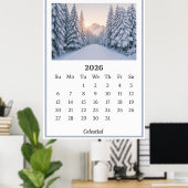 Januar 2026 Snowy Mountain Calendar Page Poster (Heimbüro)