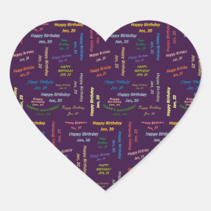 Januar, 20 Geburtstag Herz-Aufkleber