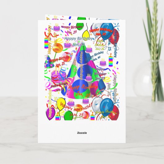 Januar, 25 Geburtstag Grußkarte geklappt Karte (Rückseite)