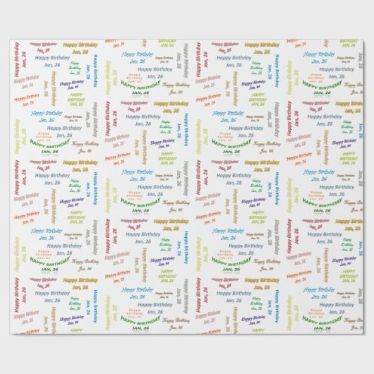 Januar, 26 Geburtstag Geschenkpapier (Flach)