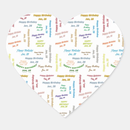 Januar, 28 Geburtstagsaufkleber Herz-Aufkleber (Vorderseite)