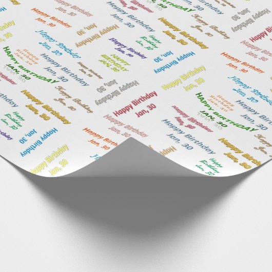 Januar, 30 Geburtstag Geschenkpapier (Ecke)