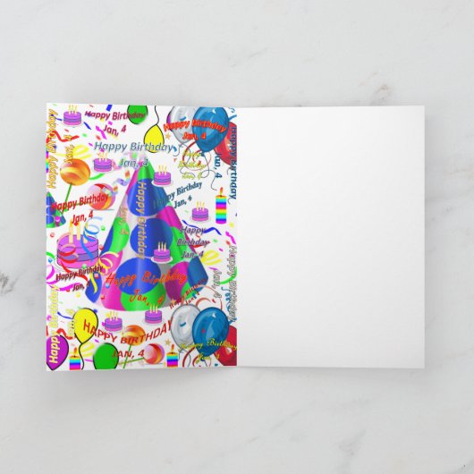 Januar, 4 Geburtstag Grußkarte geklappt Karte (Innenseite)