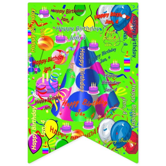 Januar, 4. Geburtstag Wimpelkette (Zweite Fahne)