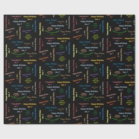 Januar, 7. Geburtstag Geschenkpapier (Flach)