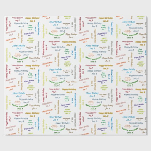 Januar, 8. Geburtstag, Geschenkpapier (Flach)