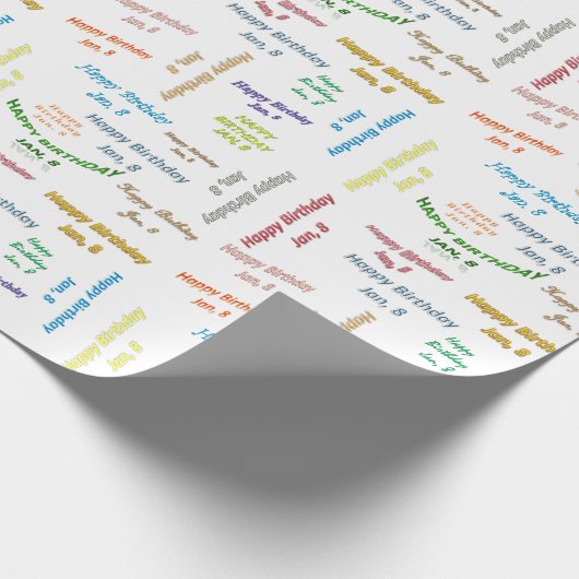 Januar, 8. Geburtstag, Geschenkpapier (Ecke)