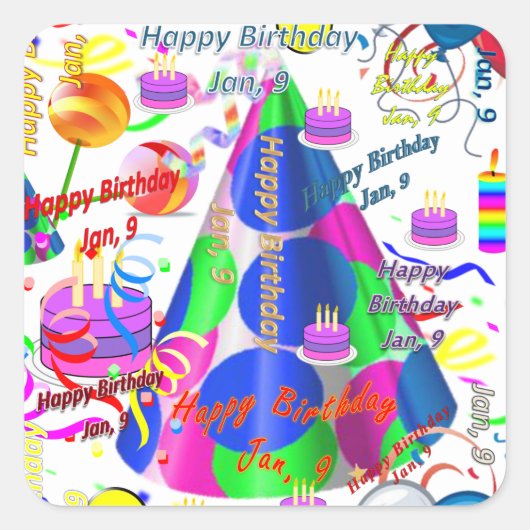 Januar, 9. Kindergeburtstag Stickers (Vorderseite)