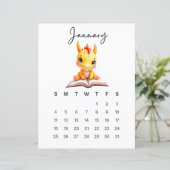 Januar Baby-Drache Kunstprint Whimsical Fantasy  (Stehend Vorderseite)